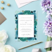 Elegant Blauwgroen Roos Clear Wedding Acryl Uitnodigingen (Insitu (Huwelijk))