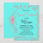 Elegant Blauwgroen Roos Gouden Glitter Bloemrijk S Kaart (Voorkant / Achterkant)