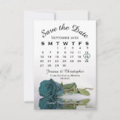 Elegant Blauwgroen Roos Romantic Wedding Calendar Save The Date (Voorkant)