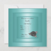 ELEGANT BLAUWGROEN ROSEBUD BIRTHDAY INVITATIE KAART (Achterkant)