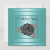 ELEGANT BLAUWGROEN ROSEBUD BIRTHDAY INVITATIE KAART (Voorkant)