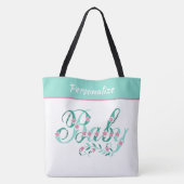 Elegant Blauwgroen Roze Baby Aangepast Tote Bag (Achterkant)