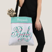 Elegant Blauwgroen Roze Baby Aangepast Tote Bag (Dichtbij)