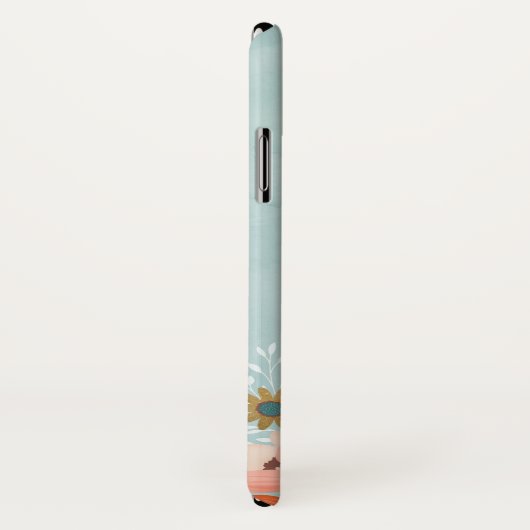 Elegant Blauwgroen roze bloemenmonogram Case-Mate iPhone Case (Achterkant / rechts)