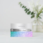 Elegant Blauwgroen Roze Glitter Diamonds Luminous Visitekaartje (Staand voorkant)
