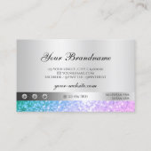 Elegant Blauwgroen Roze Glitter Diamonds Luminous Visitekaartje (Achterkant)