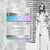 Elegant Blauwgroen Roze Glitter Diamonds Luminous Visitekaartje