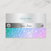 Elegant Blauwgroen Roze Glitter Monogram Lumineus Visitekaartje (Voorkant)