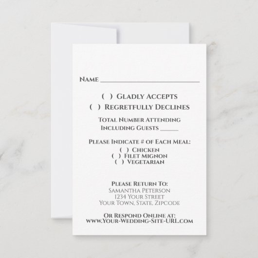 Elegant Blauwgroen Rozen Floral Calligraphy Weddin RSVP Kaartje (Achterkant)