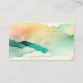 Elegant Blauwgroen Sandy Waterverf Coastal Charm D Visitekaartje (Voorkant)