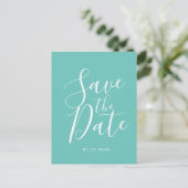 Elegant Blauwgroen Save the Date Spring Weduwd Briefkaart (Staand voorkant)