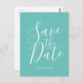Elegant Blauwgroen Save the Date Spring Weduwd Briefkaart (Voorkant / Achterkant)