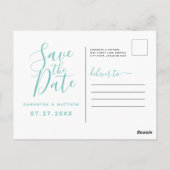 Elegant Blauwgroen Save the Date Spring Weduwd Briefkaart (Achterkant)
