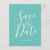 Elegant Blauwgroen Save the Date Spring Weduwd Briefkaart (Voorkant)