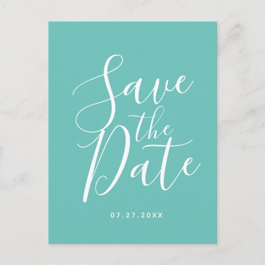 Elegant Blauwgroen Save the Date Spring Weduwd Briefkaart (Voorkant)