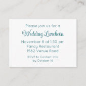 Elegant Blauwgroen Script Extra Uitnodiging voor e Informatiekaartje (Voorkant)