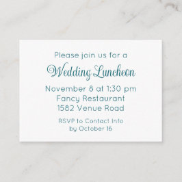 Elegant Blauwgroen Script Extra Uitnodiging voor e Informatiekaartje