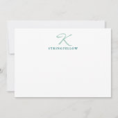 Elegant Blauwgroen Script Monogram Note Kaart Notitiekaartje (Voorkant)