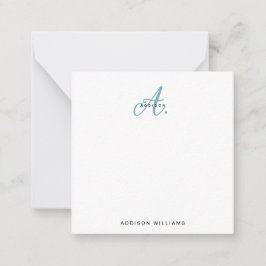 Elegant Blauwgroen Script Monogram Notitiekaartje