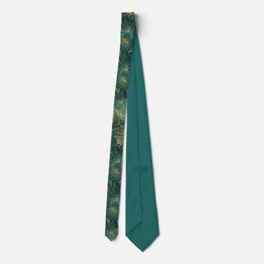 Elegant Blauwgroen Seagreen Floral Pattern Stropdas (Achterkant)