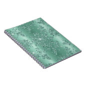 Elegant Blauwgroen Silver Glitter Design Notitieboek (Rechterzijde)