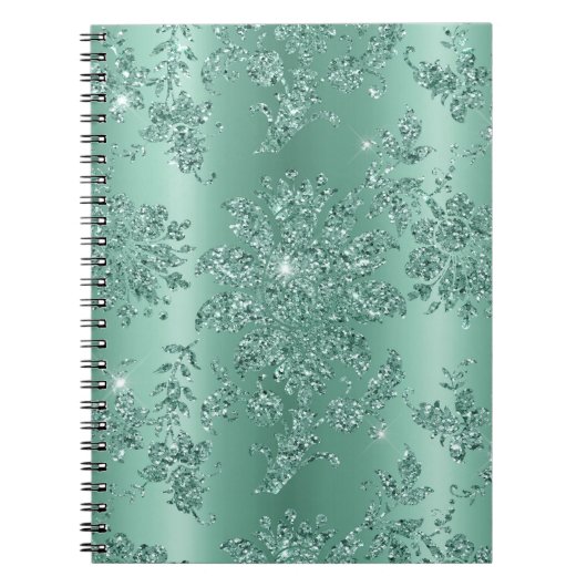 Elegant Blauwgroen Silver Glitter Design Notitieboek (Voorkant)