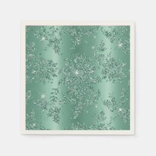 Elegant  Blauwgroen Silver Glitter Design Servet