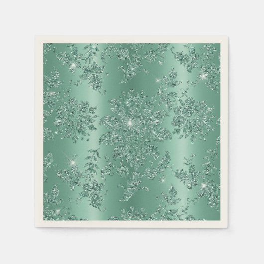 Elegant Blauwgroen Silver Glitter Design Servet (Voorkant)