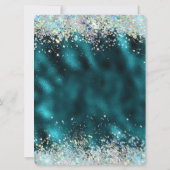 Elegant Blauwgroen Silver Glitter Quinceañera Kaart (Achterkant)