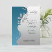 Elegant Blauwgroen  Silver Holly Kerstfeest Kaart (Staand voorkant)