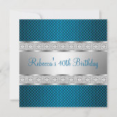 Elegant Blauwgroen Silver Jewel 40e verjaardag Kaart (Voorkant)