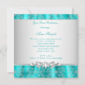 Elegant Blauwgroen Silver Lace Diamond Overlay Par Kaart (Achterkant)