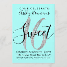 Elegant Blauwgroen Silver Sequin Glitter Sweet 16