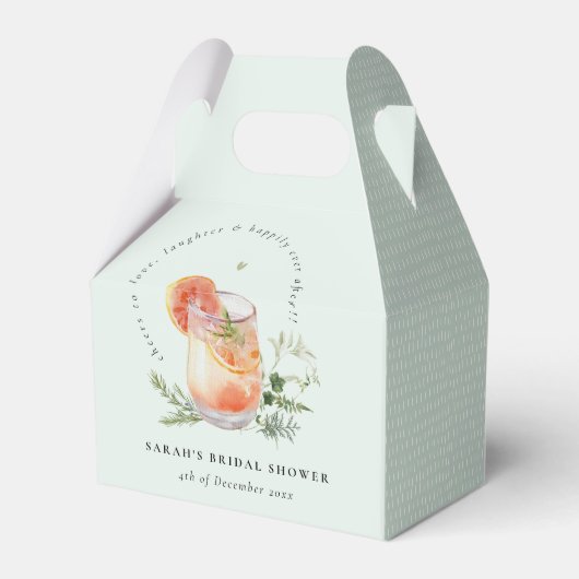 Elegant Blauwgroen Sinaasappel Groen Cocktail Vrij Bedankdoosjes (Achterkant)