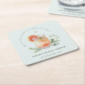 Elegant Blauwgroen Sinaasappel Groen Cocktail Vrij Kartonnen Onderzetters (Schuin)