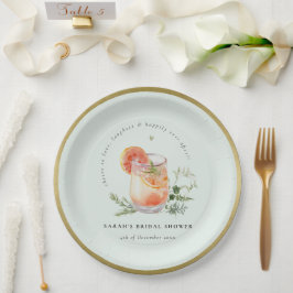 Elegant Blauwgroen Sinaasappel Groen Cocktail Vrij Papieren Bordje