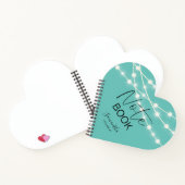 Elegant Blauwgroen String Lights Jouw naam Notitieboek (Binnen)