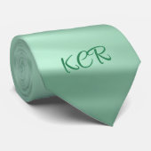 Elegant Blauwgroen Swirl Pattern Monogram Initiale Stropdas (Opgerold)