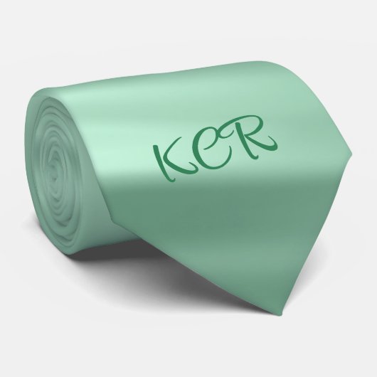 Elegant Blauwgroen Swirl Pattern Monogram Initiale Stropdas (Opgerold)