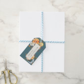 Elegant Blauwgroen Terracotta Navy Boho Floral Cadeaulabel (Met Touw)