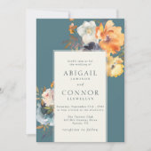 Elegant Blauwgroen Terracotta Navy Boho Floral Kaart (Voorkant)