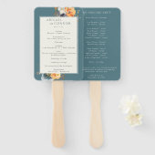 Elegant Blauwgroen Terracotta Navy Boho Floral Pro Handwaaier (Voorkant en achterkant)