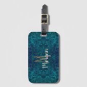 Elegant Blauwgroen Turquoise Gemstone Gepersonalis Bagagelabel (Voorkant (verticaal))