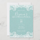 Elegant Blauwgroen Turquoise & Lace 15th Quinceañe Kaart (Voorkant)