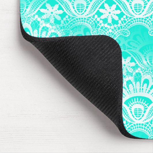 Elegant  Blauwgroen Turquoise Lace Damask Pattern Muismat (Hoek)