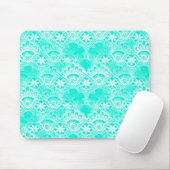 Elegant  Blauwgroen Turquoise Lace Damask Pattern Muismat (Met muis)