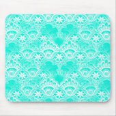 Elegant  Blauwgroen Turquoise Lace Damask Pattern Muismat (Voorkant)