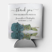 Elegant Blauwgroen Turquoise Roos Weddenschap Hart Blikjeskoeler (Voorkant)