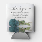 Elegant Blauwgroen Turquoise Roos Weddenschap Hart Blikjeskoeler (Achterkant)