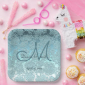 Elegant Blauwgroen Turquoise Wedding Reception Mon Papieren Bordje (Feest)